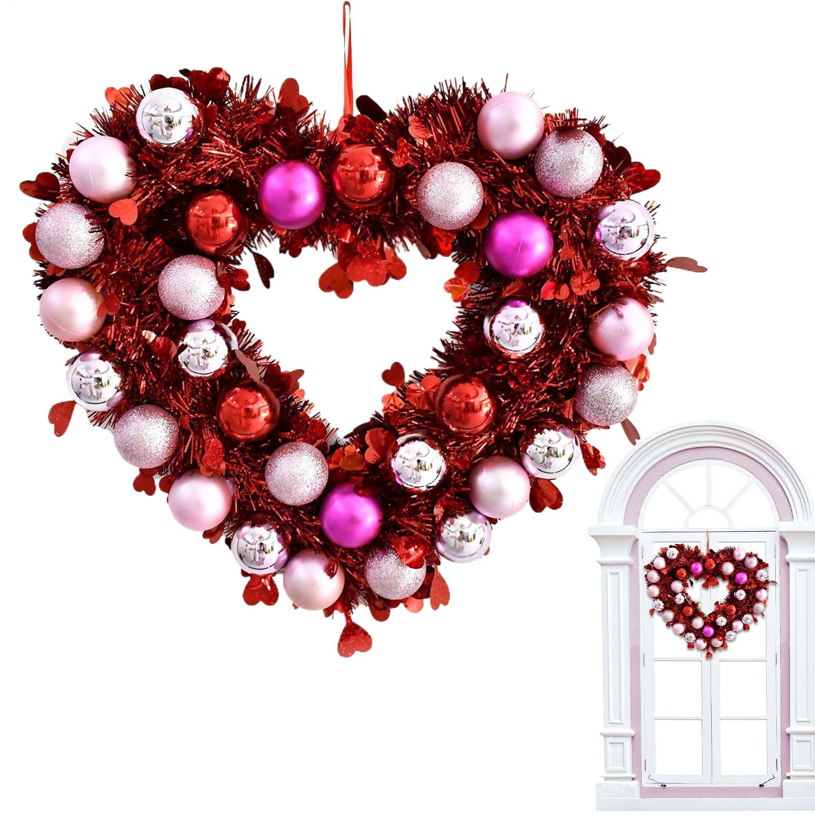 Couronne de Saint-Valentin cœur 31x36 cm pour décoration de porte
