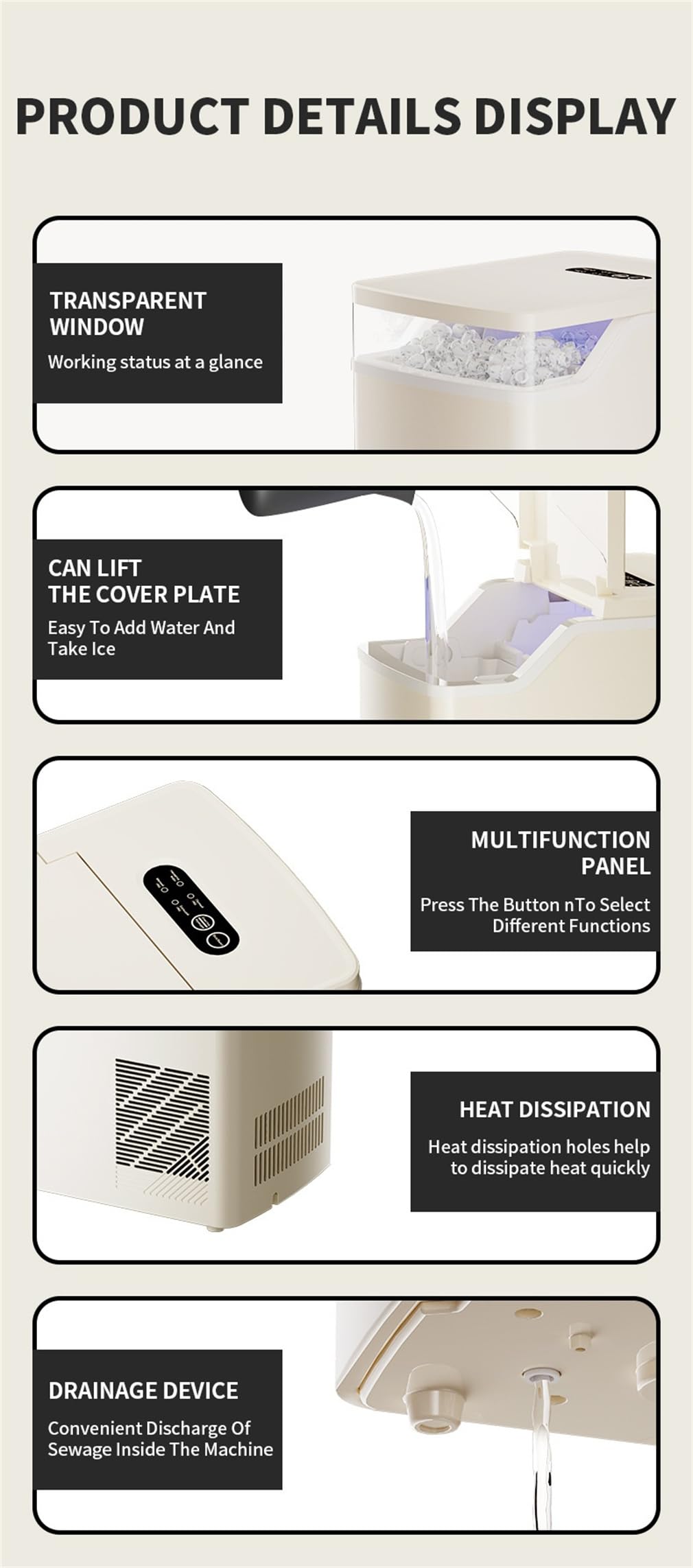 Wfglh Portable Mini Ice Maker, Home Ice Maker, Reduce Noise, Easy To Clean, And Convenient To Carry, Suitable For Families And Outdoor Dining on Fridge.com - View 6