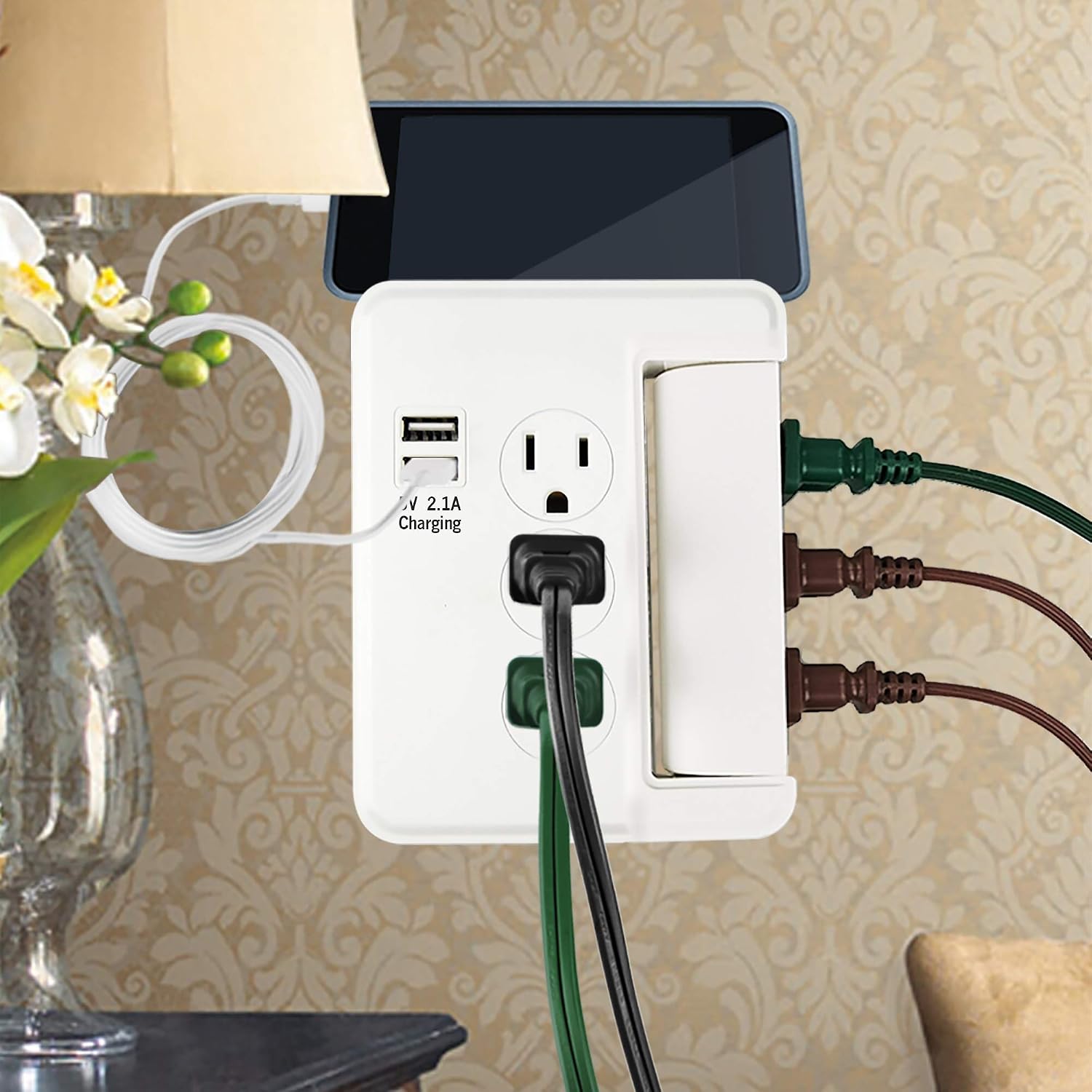 Hyper Tough 6-Outlet Surge Tap 500-Joule Protection with USB, White