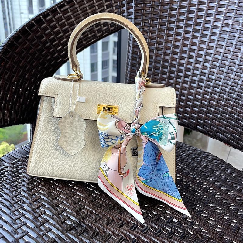 100% Mulberry Silk Scarf for Handbags & Purses, 2Pcs 2''x35'' Hair Ribbon Skinny Neck Scarves for Women - Image 4