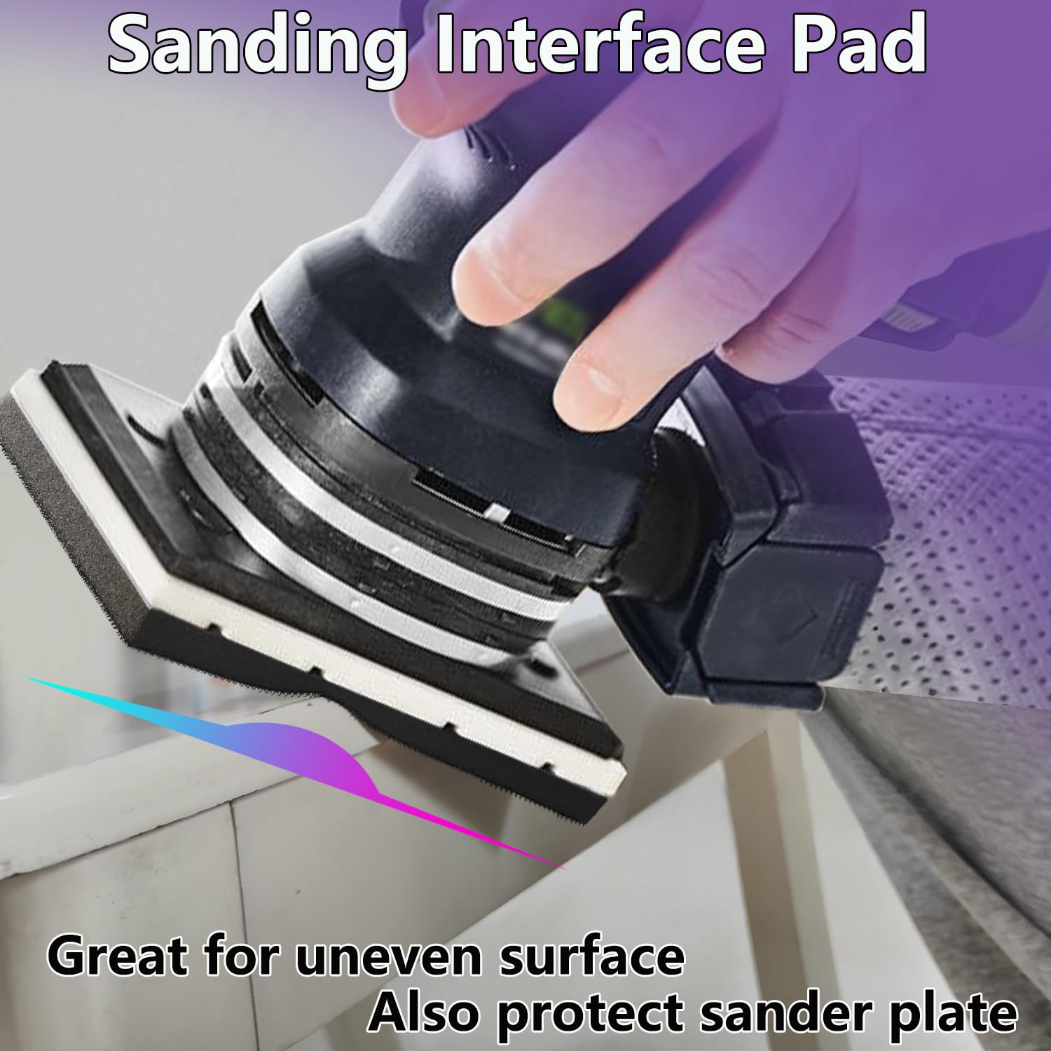 FOWOK 3" x 5" 50Pcs Sanding Sheets and 2Pcs Sanding Interface Pads Fits RTS 400 REQ Sander Heavy Duty Hook & Loop Film Sandpaper for Sheet Sanders -FSSP52