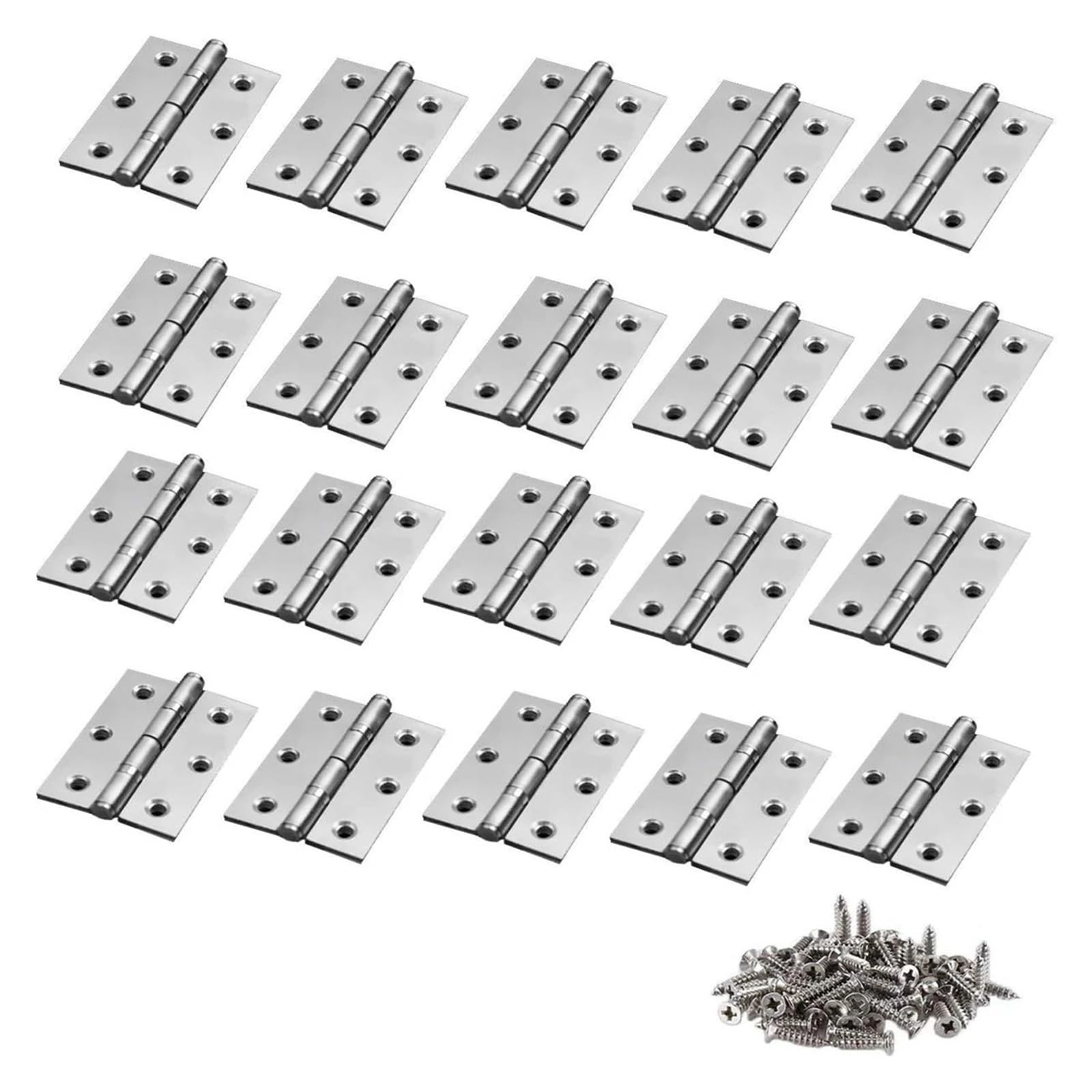 Wsqhao One Color 20 Pcs Folding Butt Hinges, Small Box Hinge, Stainless Steel Tone Home Furniture Hardware Door With 120 Screws For Door