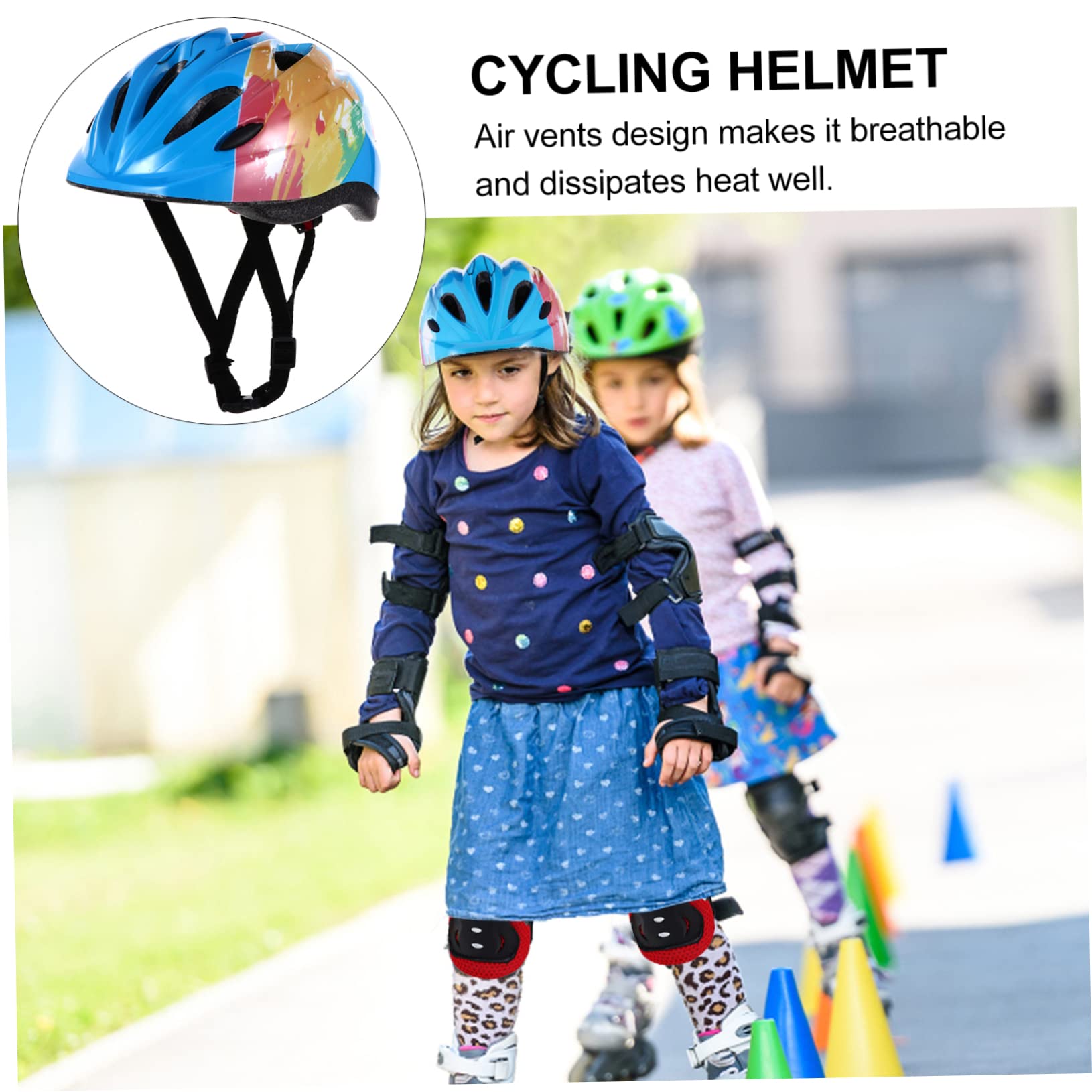 VANZACK 2pièces Casque De Vélo Garçon Fille Ajustable Sécurisée pour Cyclisme Et Activités Extérieures Casque Légers Et Respirant pour Garçons Et Filles Floral