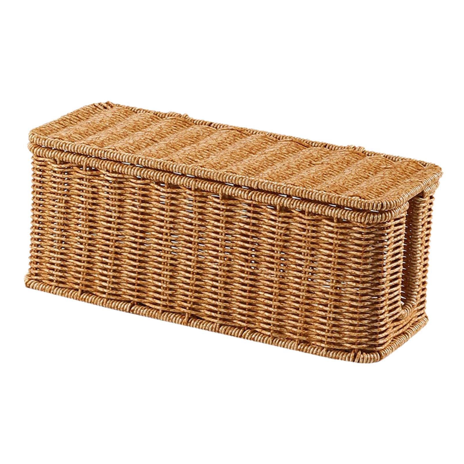 TWISAXC Cable Management Box Cable Organizer Box With Lid Premium PE Plastic Rattan Keeps Cords Neat And Tidy In Living Spaces Charger Storage Cover TV Wires, 1 Open Slot, 31.5x13x13cm