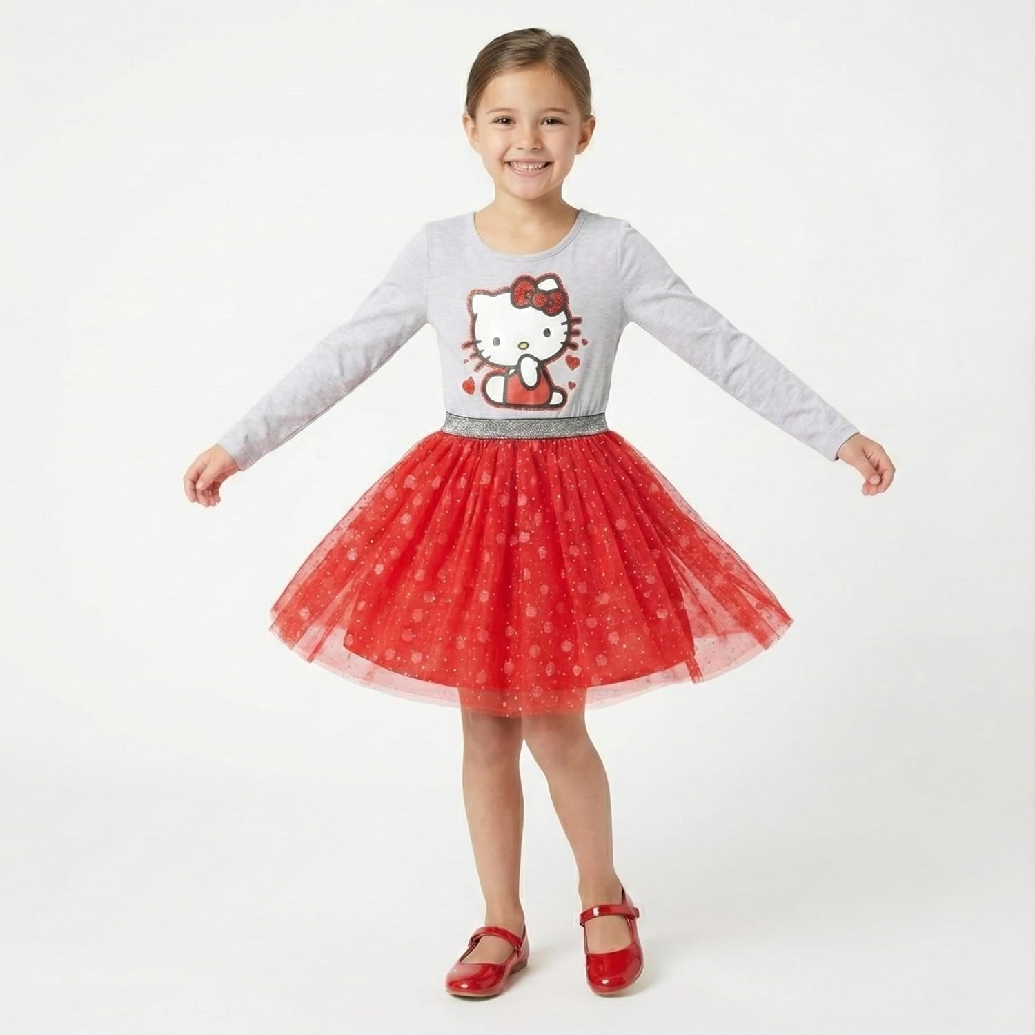 Hello Kitty Sanrio Girls Long Sleeve Dress for Toddlers and Big Kids - Image 3