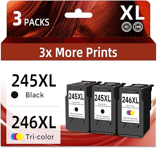 Skyink Cartucho de tinta compatible 245XL 246XL de repuesto para Canon 245 246 (color negro, paquete de 3 unidades) PG 245 CL 246 XL para MX490