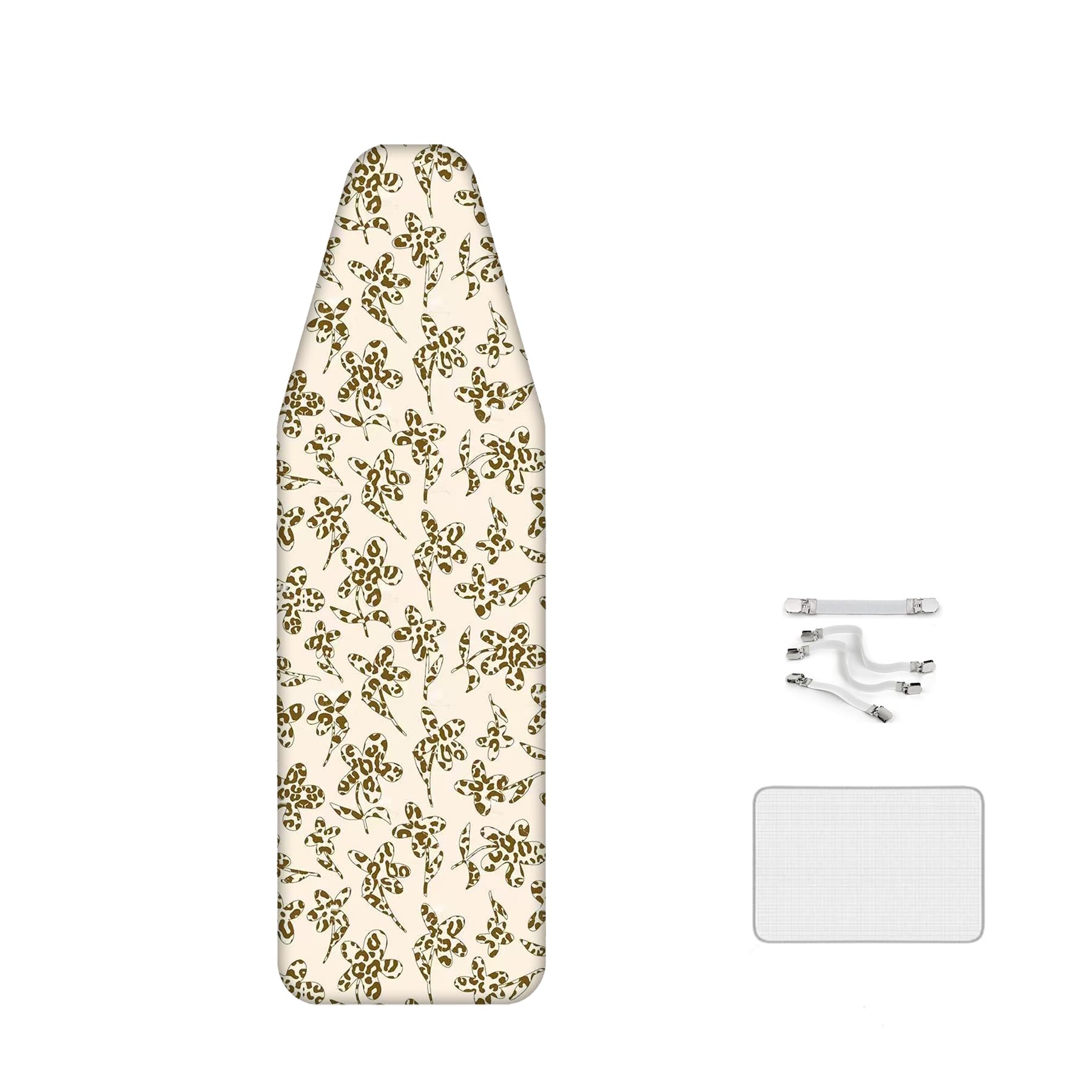 Pure Cotton Ironing Board Cover, Reusable - Machine Washable, with Fasteners, Replacement Covers 61.81x22.83in, Suitable for Large Steam Ironing Boards