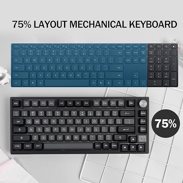 EPOMAKER TH80 SE Clavier Mécanique à 75% de Joints, NKRO Clavier de Jeu RVB Triple Mode avec Mousse Poron/EVA, Programmable, Batterie 4000mah pour E-Sport/Win/Mac(Black Silver, Flamingo Switch) - 2
