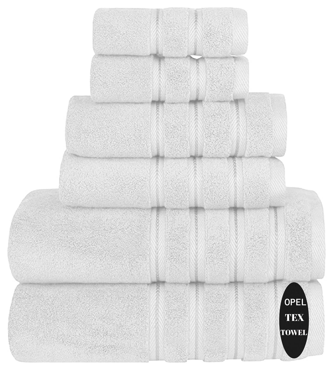 100% Egyptian Cotton 6 Piece Towel Set 700-GSM Ultra Soft -Luxurious & High Absorbency- Large Bath Sheet, Hand Towel & Washcloths Hotel Towels (White, 6 Piece Towel Set)