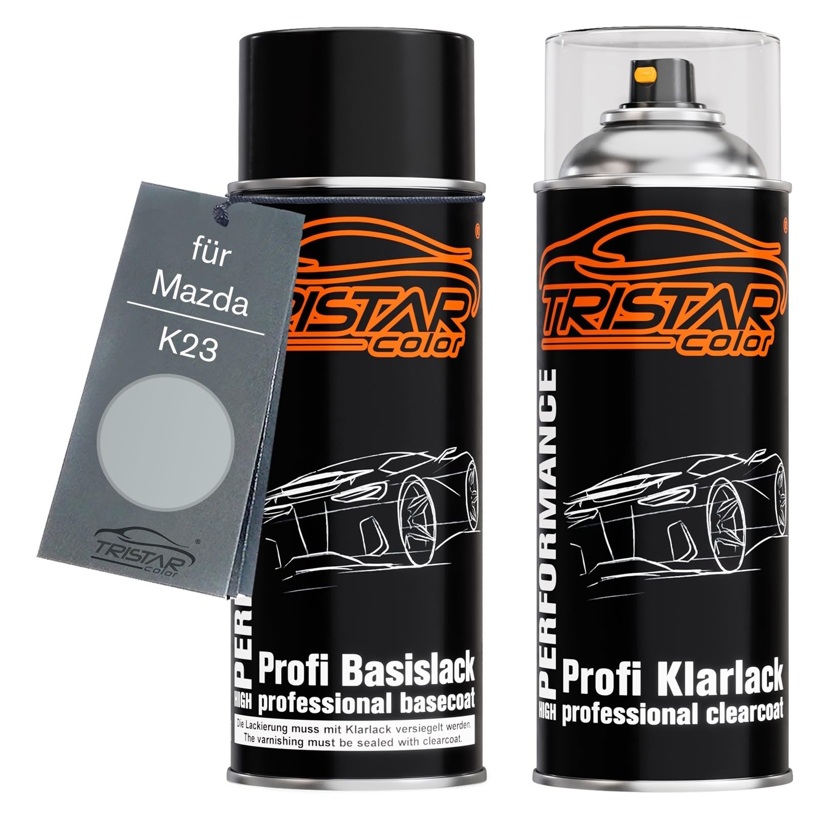 TRISTARcolor Car paint Spray can set for Mazda K23 Brilliant Silver Metallic Base coat clear coat spray can 400ml