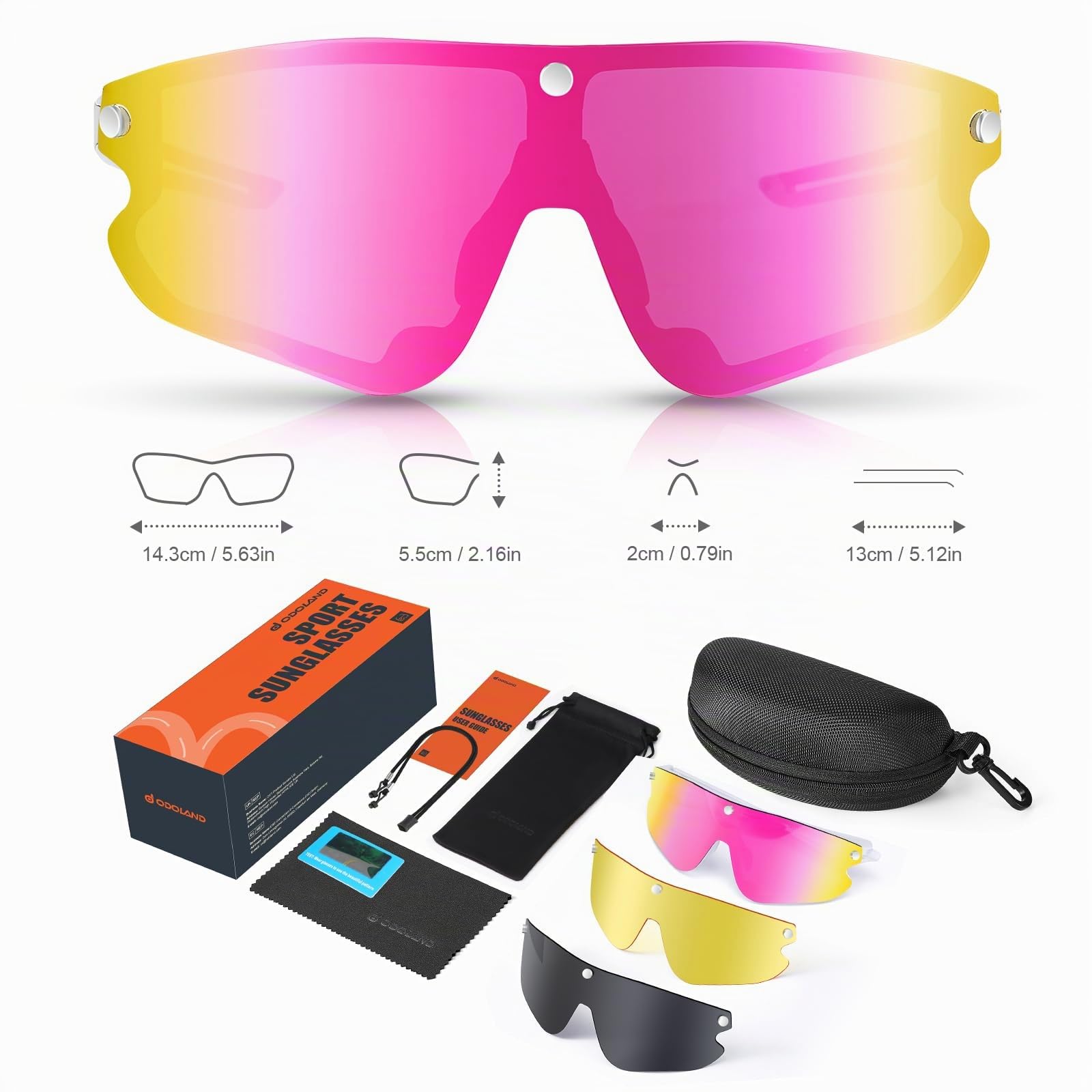 Odoland Gafas de Sol Deportivas Magnéticas Gafas de Sol Polarizadas con Lente Polarizada Reemplazable para Hombres Mujeres Adultos Correr Gafas de Sol Protección UV400