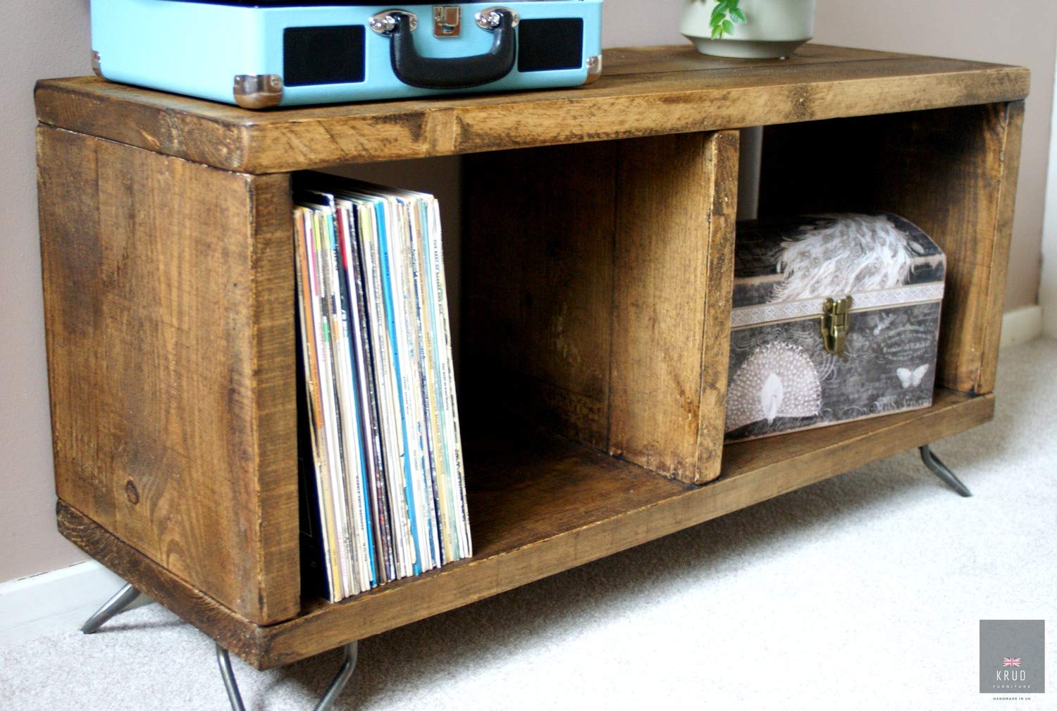 Extra Low Record Player Stand Vinyl Record Storage Turntable Stand