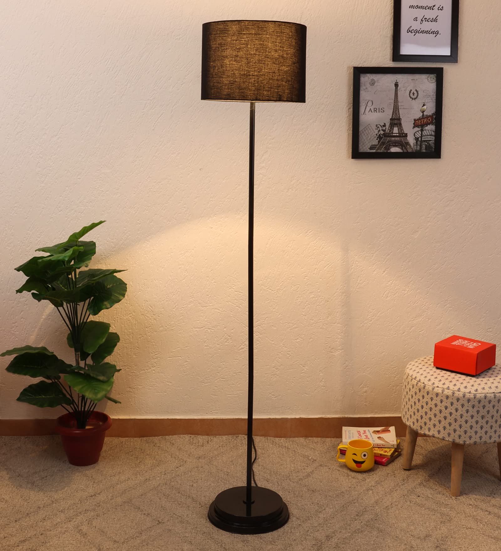 BEVERLY STUDIO Black Drum Wrought Iron Floor lamp