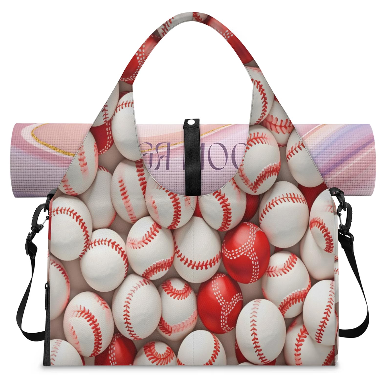 Projekt baseballowy sportowa torba sportowa z przegrodą na buty torby weekendowe z nocowaniem torba na bagaż kabinowy torba na siłownię jogę podróż, Kolor, L, Torba podróżna