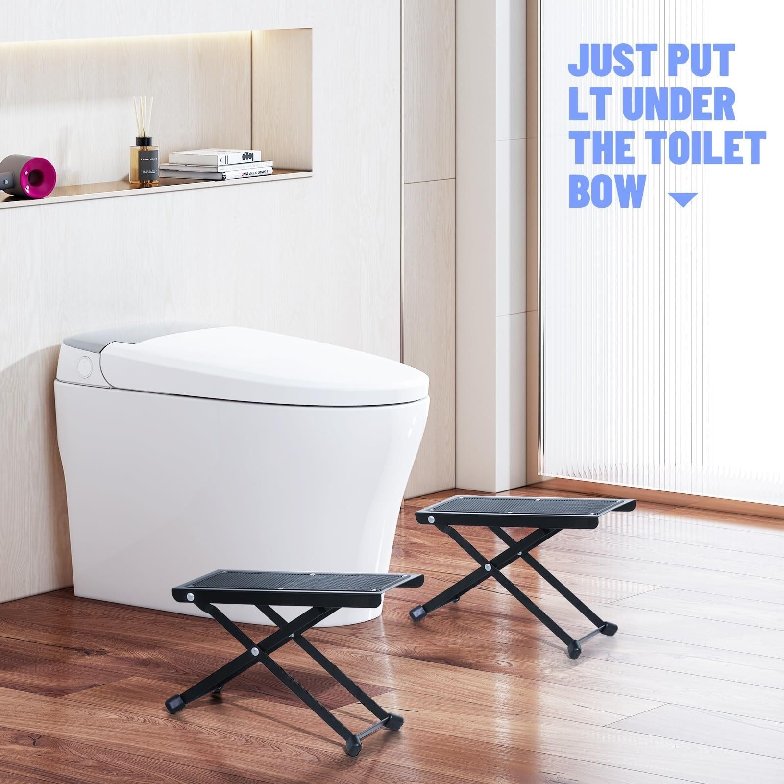 Generisch Klappbarer Toilettenhocker – tragbarer Reise-Kothocker for die Toilette, 17,8 cm und 22,9 cm höhenverstellbar, verbessert die Körperhaltung und den Komfort im Badezimmer