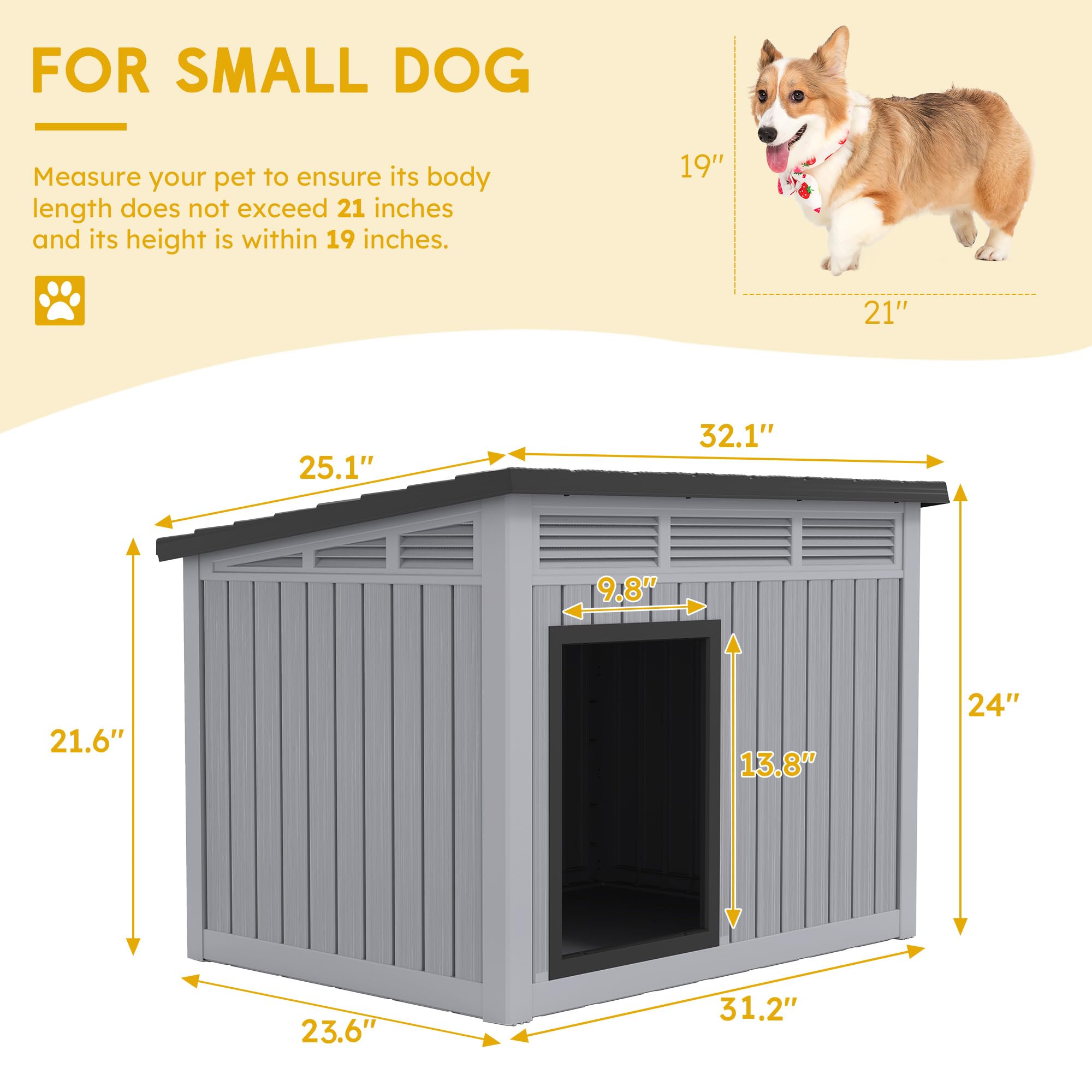 Dog House for Indoor & Outdoor Use - Weatherproof Roof & Removable