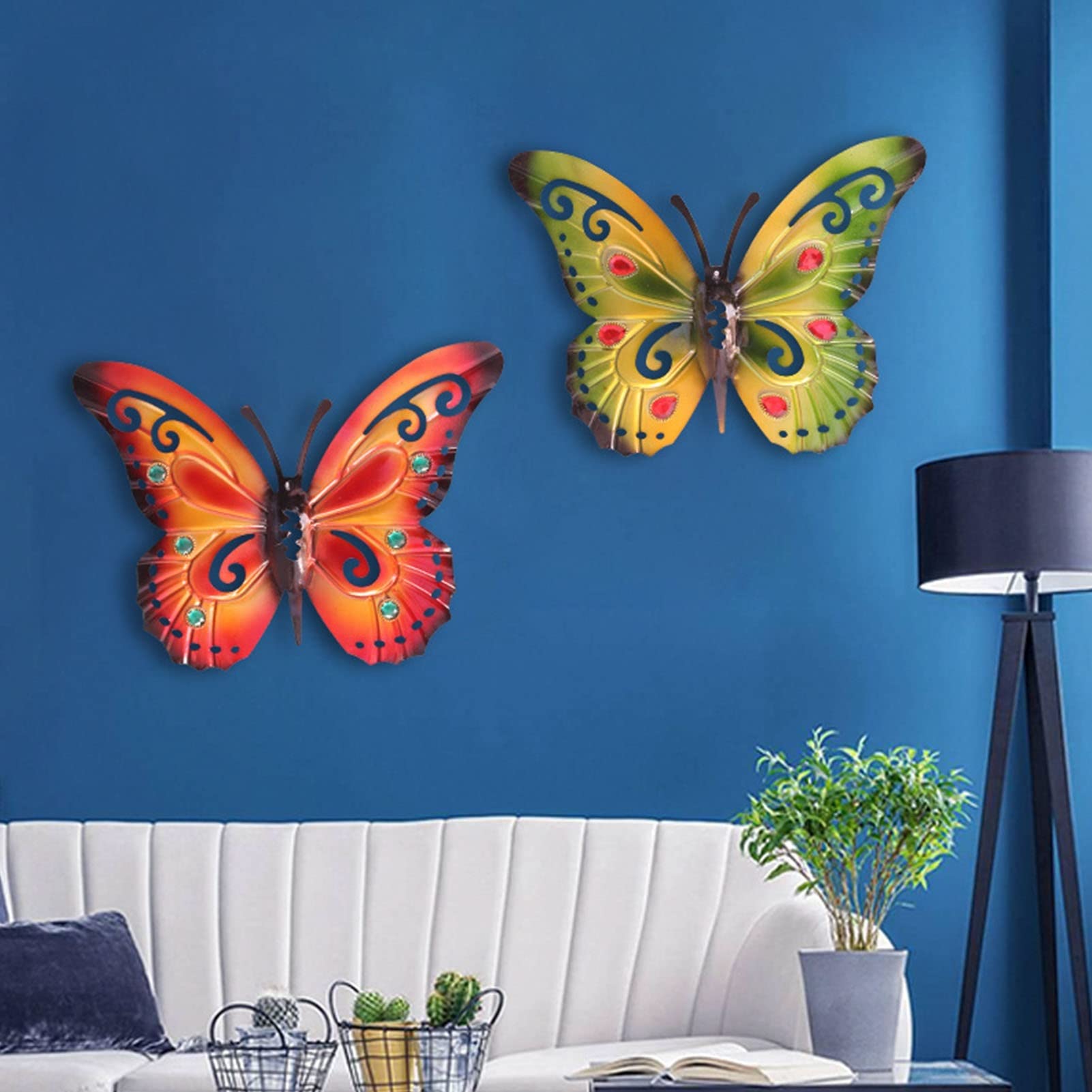 Statua ogrodowa do wnętrz ogród metalowy motyl grafika ścienna dekoracja i statua na zewnątrz dekoracja salon dekoracje ogrodowe do dekoracji trawnika na zewnątrz (kolor: B)