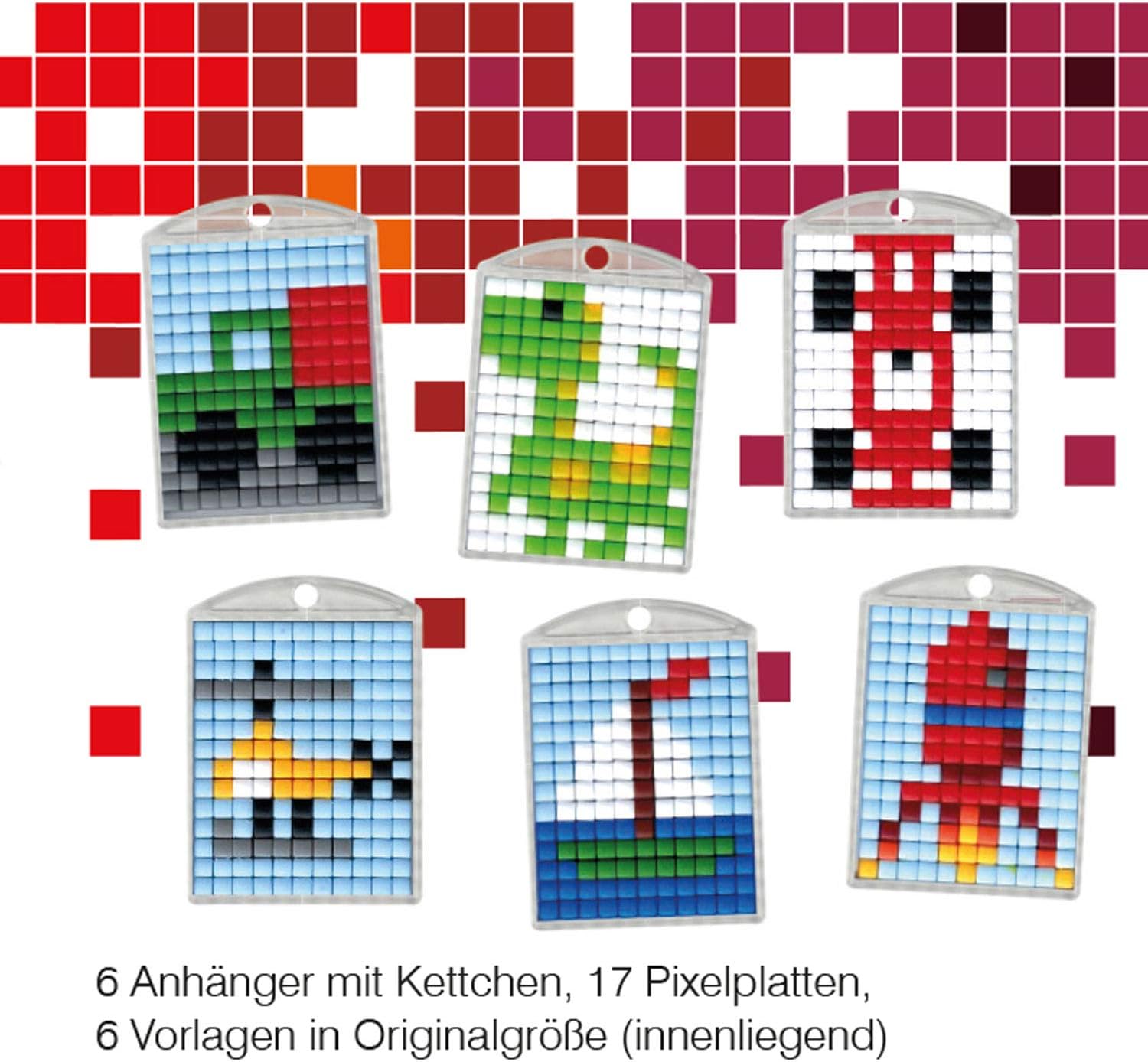 Pixel P90014-63501 Fun Craft Set 7 for Children 6 Keyrings (Lockets)