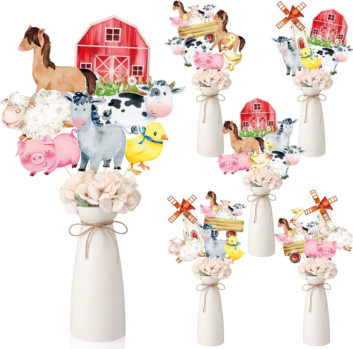 Gersoniel 30 Pcs Farm Party Centerpiece for Tables Farm Animal Centerpiece Sticks Farm Themed