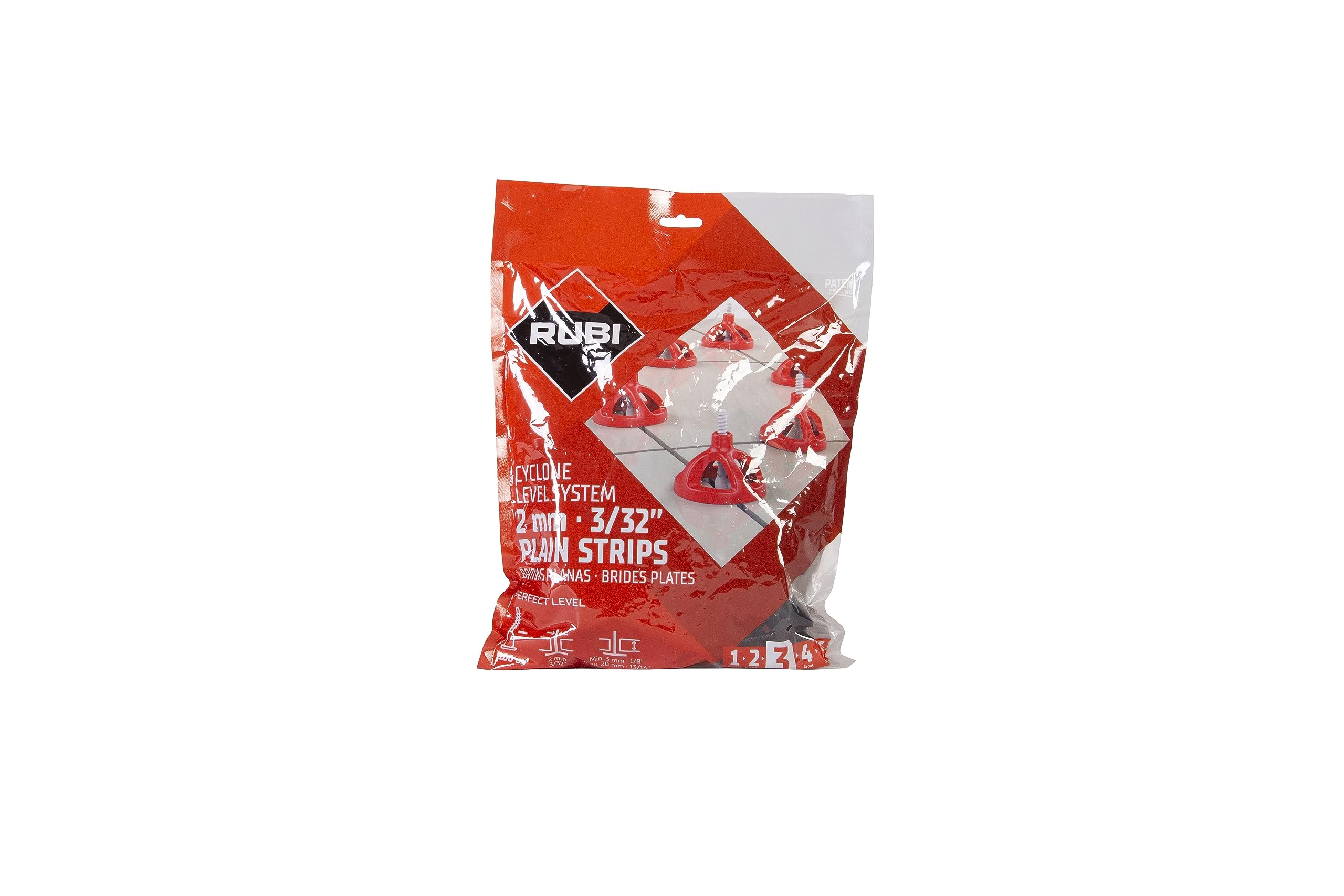 Rubi Multicoloured | Flat Base 2 Mm Cyclone Level System For Tiles Thickness 3 To 18 Mm | 100 Units | System For Facilitating Large Format Ceramic Laying | Tile Levelers