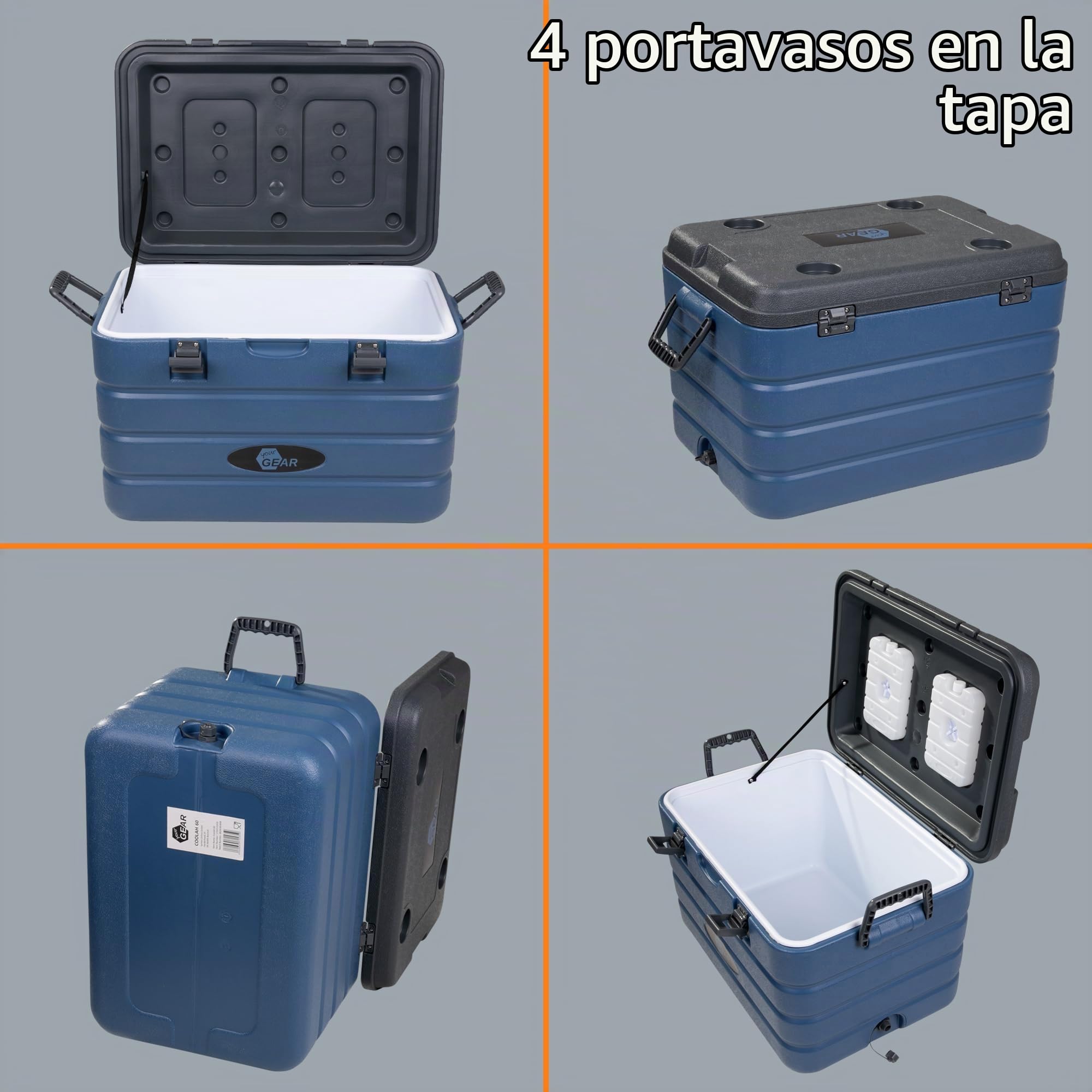 Your Gear Coolah Nevera Portátil 60 L - Caja Térmica Pasiva con Aislamiento de Poliuretano, Tapa HDPE, 47 Horas de Refrigeración para Camping, Autocaravana y Playa