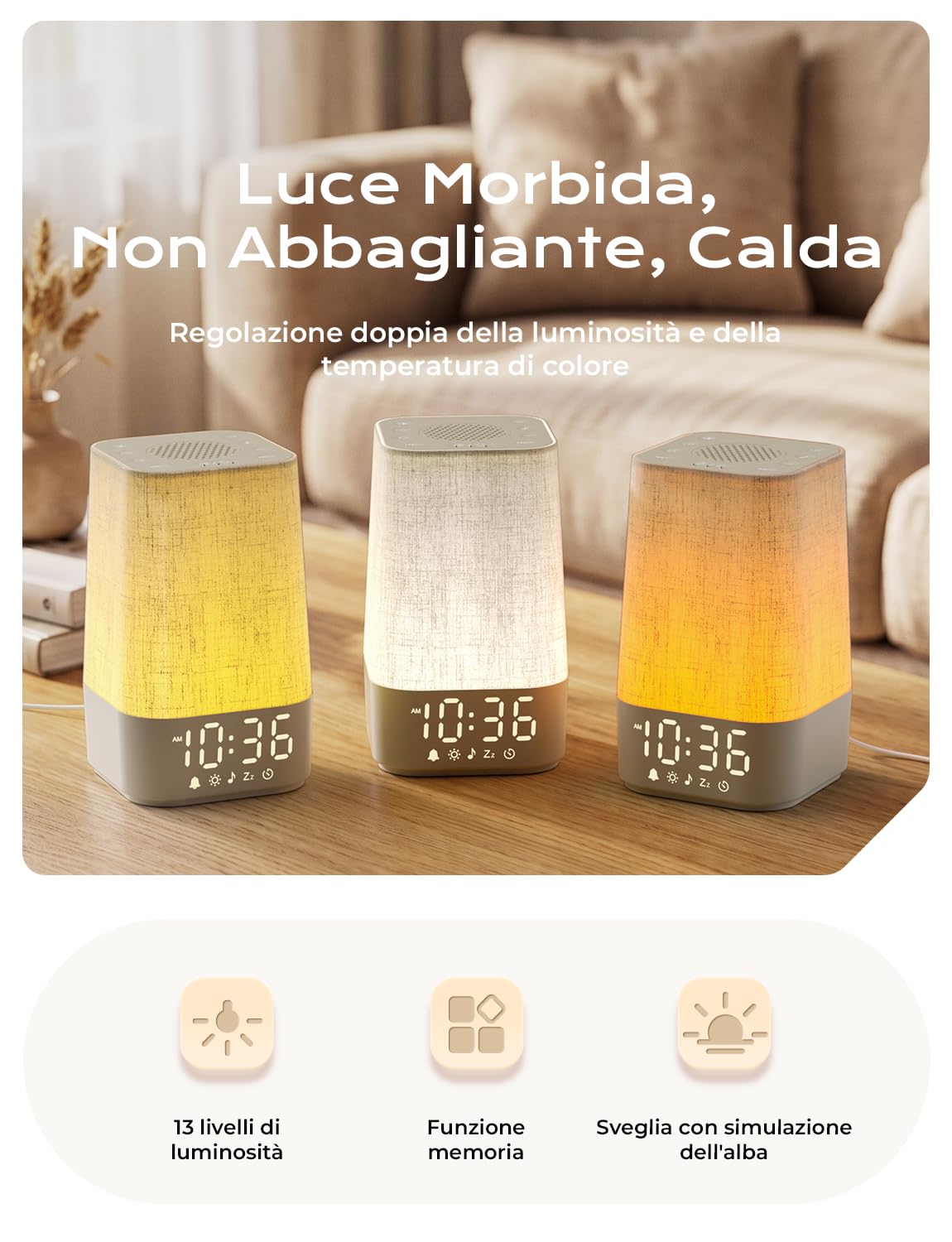Sveglia da Comodino,Sveglia Luminosa con Simulazione Dell'alba