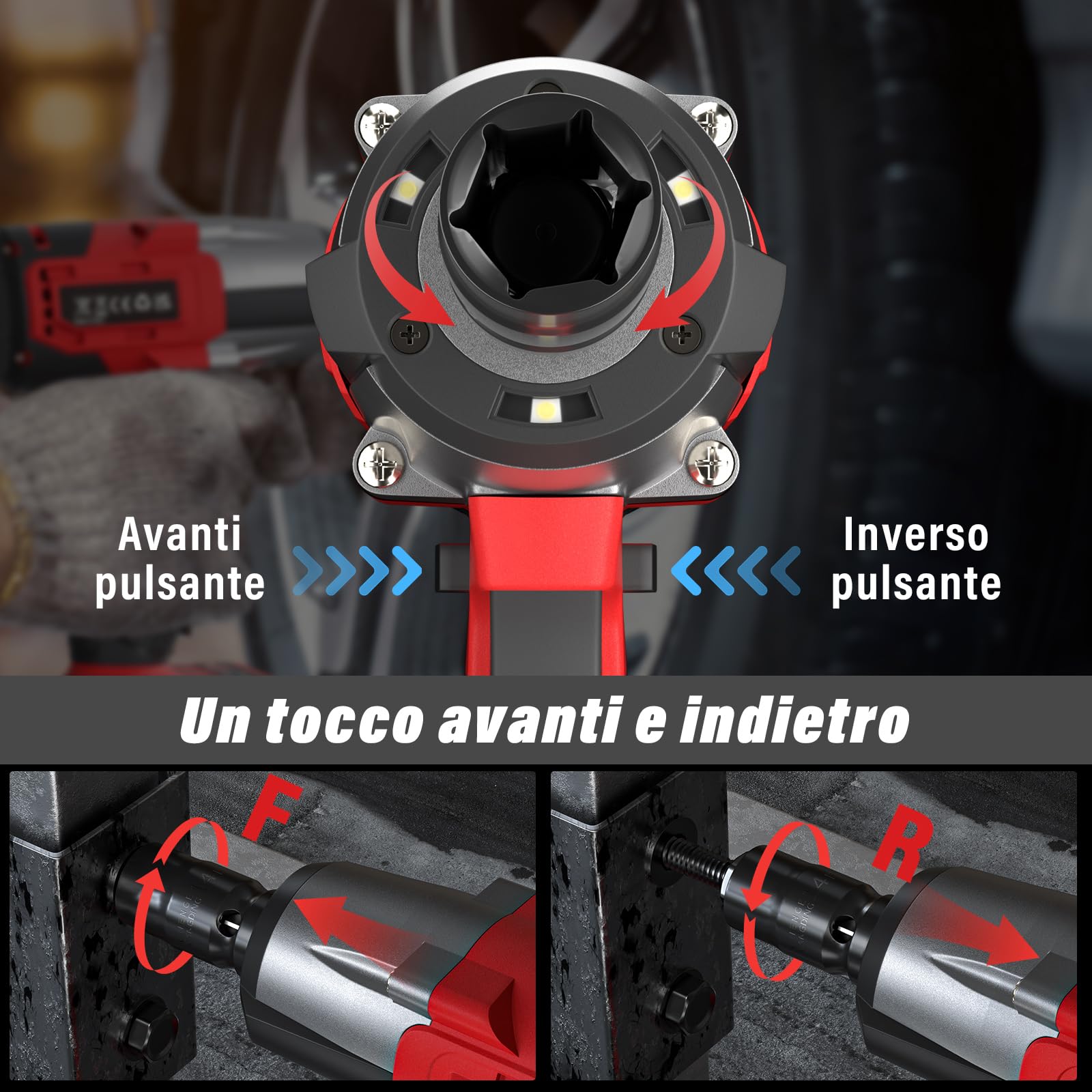 21V Avvitatore a Impulsi Brushless,Chiave Elettrica 3 in 1,3400 RPM, coppia massima di 550 N.M ,con 4 bussole, 12 punte per cacciavite, batterie da 3Ah, per il settore automobilistico e per la casa