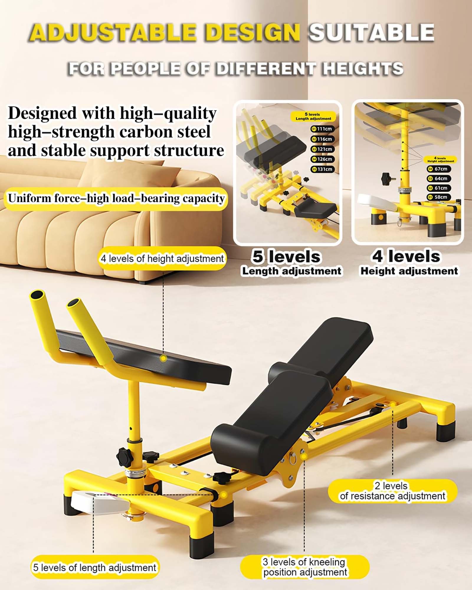 Generisch Taillentrainer für Bauchmuskeltraining mit digitalem Timer, verstellbare Trainingsmaschine für Heimfitness, ideal zur Taillenstraffung und Rücken- & Beindehnung