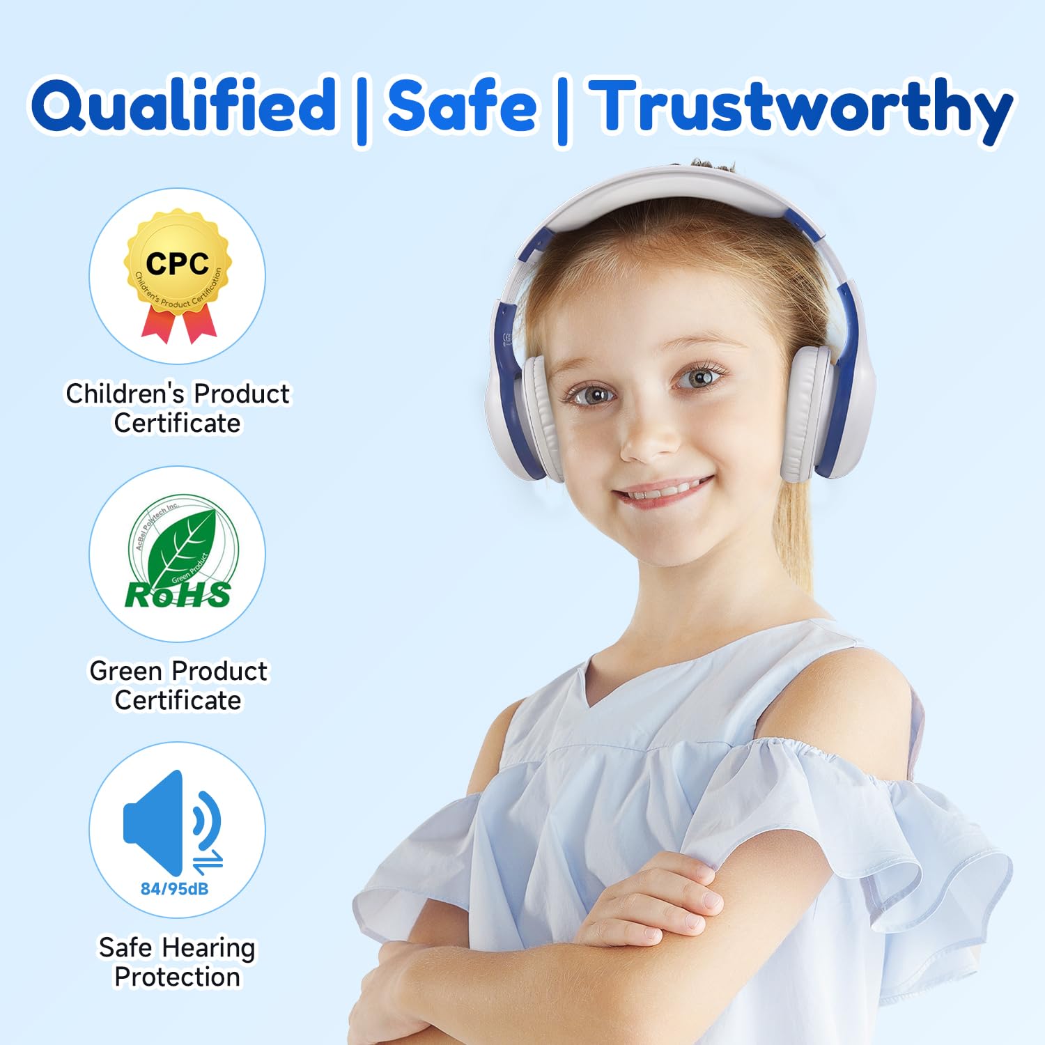 EarFun Kids Headphones Wireless, Bluetooth 5.4 Headphone for Boy/Child with Mic, 85/94dB Volume Limited Foldable Over Ear - Image 2