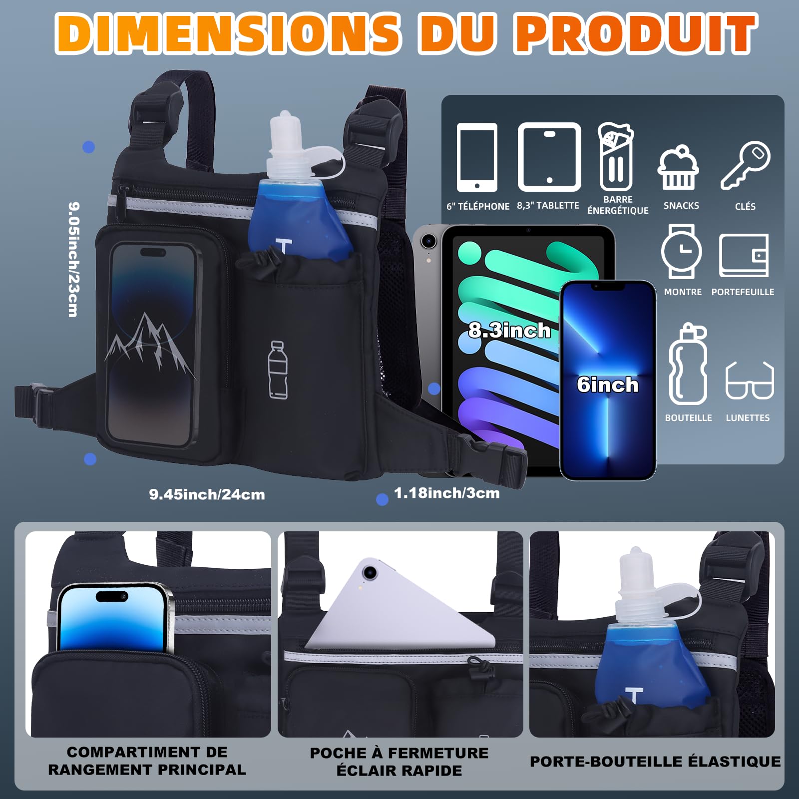Gilet de Course pour Femmes et Hommes, Gilet D'hydratation Léger, Sangles élastiques Croisées Réglables, Poche Avant pour Téléphone avec Poche à Eau en TPU de 500 ML, pour Le Marathon et la Course de