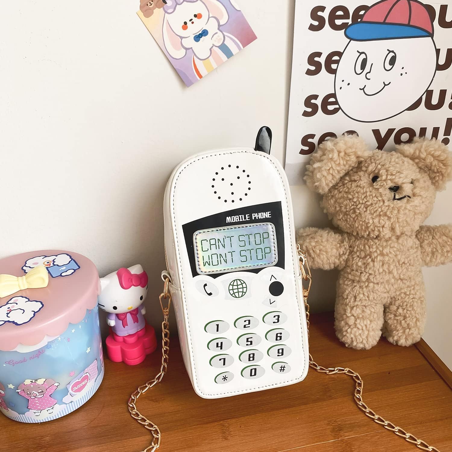 KUANG! Women Cute Digital Mobile Phone Shaped Shoulder Bag Funny Crossbody Bag Pu Messenger Chain Purse for Girls - Image 7