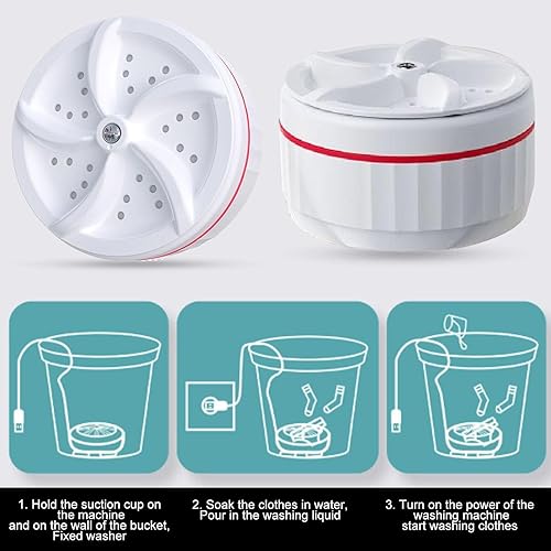 Miniatura 4 de Mini lavadora portátil  Mini lavadora de turbina lavadora ultrasónica alimentada por USB  Lavadora alimentada por USB  Lavadora USB