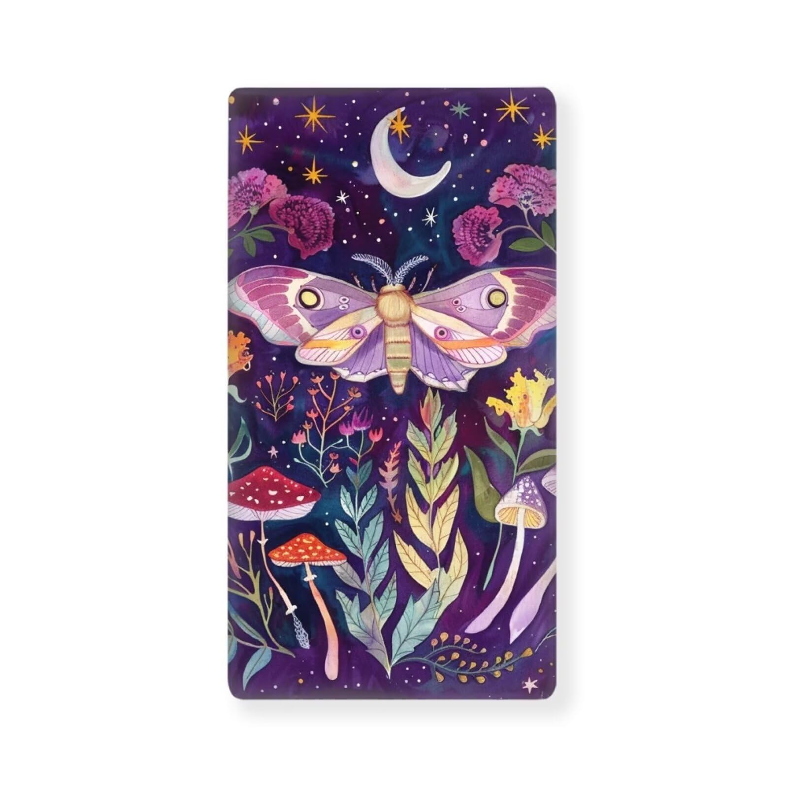 Mushroom Moth Crib Sheets for Baby Girls - Super Soft, Breathable Fitted Sheets (28''x 52'') - Butterfly Moon, Purple