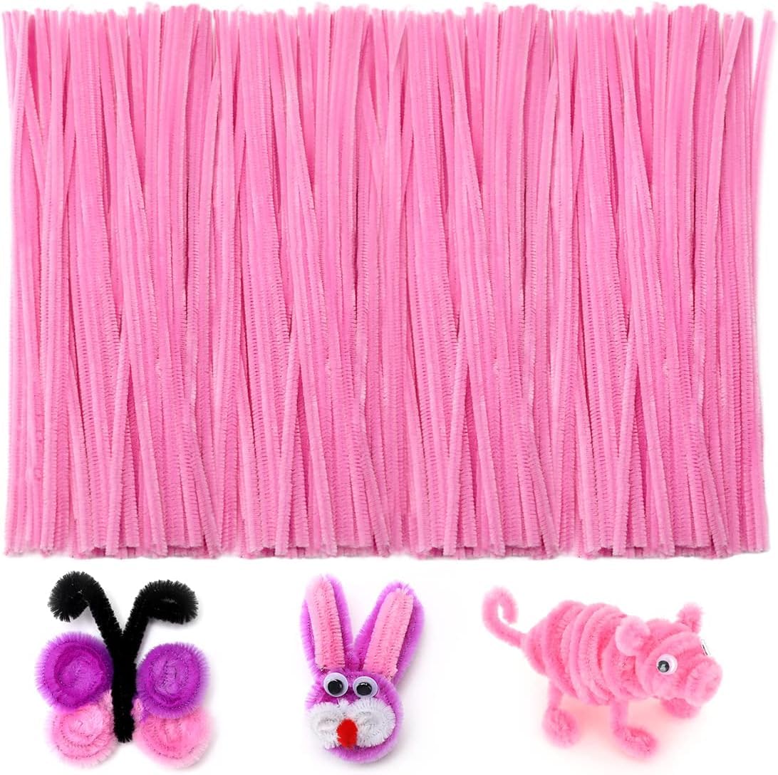 Present 200pc Light Pink Pipe Cleaner Art Craft Supplies DIY Projects Decoration and much more (Light Pink, 12inch x 6mm)-image-29