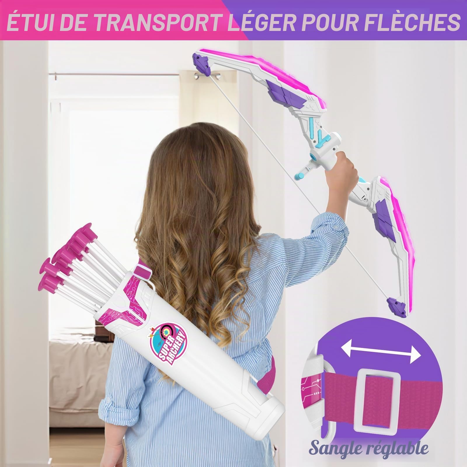 HYES Tir à l'arc Flèche et Arc Jouet pour Enfants, Kit de Tir à l'arc avec Lumières LED, flèches à Ventouse, Cible Debout, Flèches et Cibles de Score, Jouet d'Intérieur et d'Extérieur