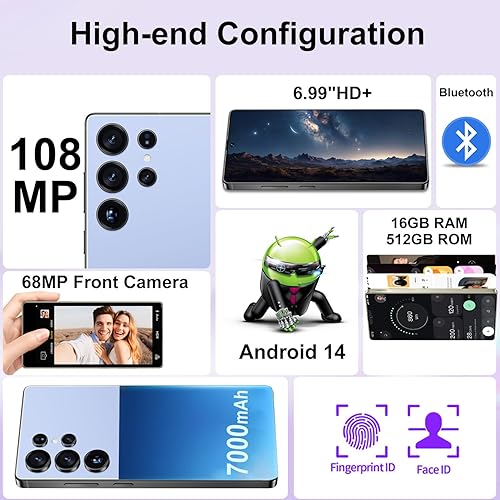 Miniatura 2 de I25 Ultra 5G teléfonos desbloqueados, bolígrafo integrado, batería de larga duración de 7000 mAh, teléfono celular desbloqueado con pantalla HD de