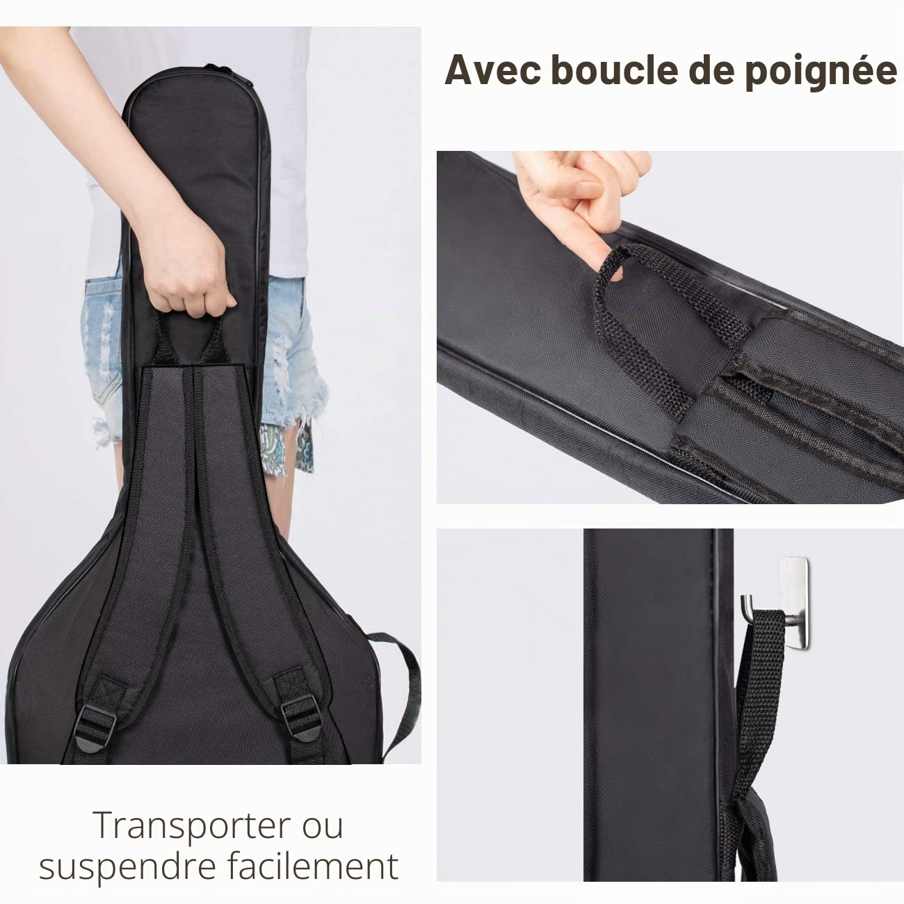 CAHAYA Housse pour Guitare électrique, Gig Bag rembourré de qualité supérieure avec Bandes réfléchissantes Sac à Dos rembourré Etui Souple Noir pour Guitare P