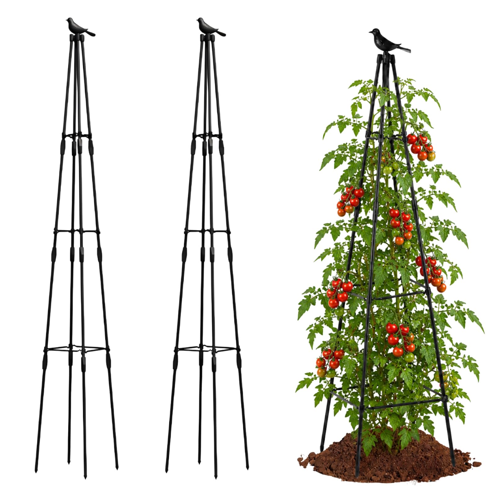 LOLYSIC 2Pcs 170cm Garden Obelisk for Climbing Plants, Metal Garden Trellis