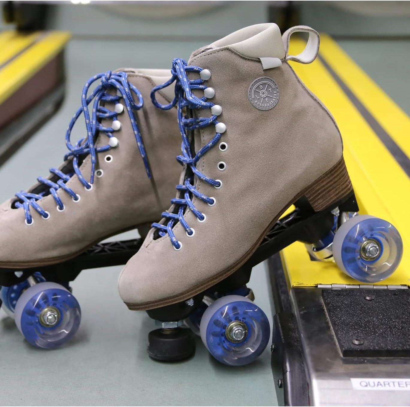 BTFL Artistic Pro Roller Skate Women & Men - Retro Suede Boot - Indoor, Outside, Rink, & Rhythmic Roller Skates Black, Blue, Gray, Green, Pink, White