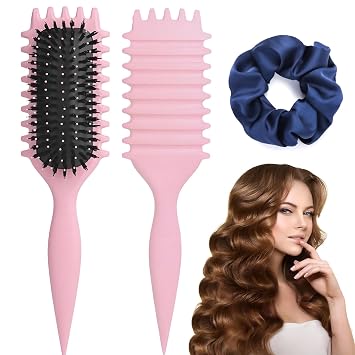 Curly Hair Brush, 2025 Curly Hair Products Curl Defining Brush, Bounce Defining Hair Shaping for Women Men,Pink