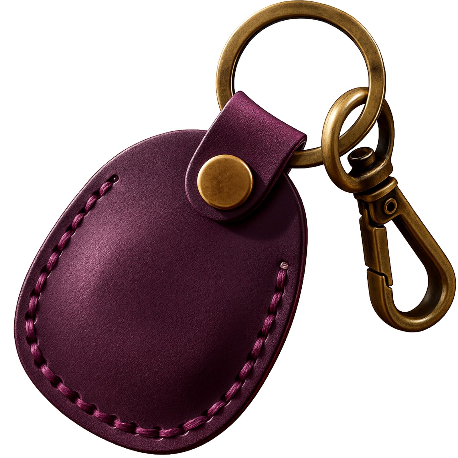 Q1T5 Genuine Leather AirTag Holder Compatible with Apple AirTag 2nd Gen & 1st Gen, Handmade Leather Air tag Keychain with Key Rings, Hidden Air tags