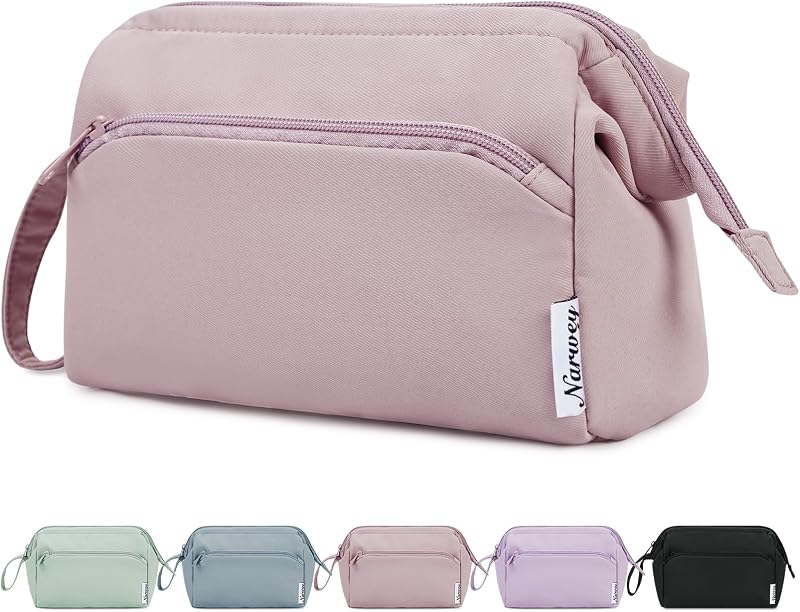 Necessaire de maquiagem e higiene Narwey com abertura ampla e alça