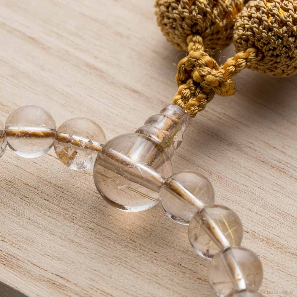 金線入水晶　(正絹房)　御念珠 Amazon | 数珠 京念珠 女性用 金線入水晶 7.5mm玉（共）上仕立