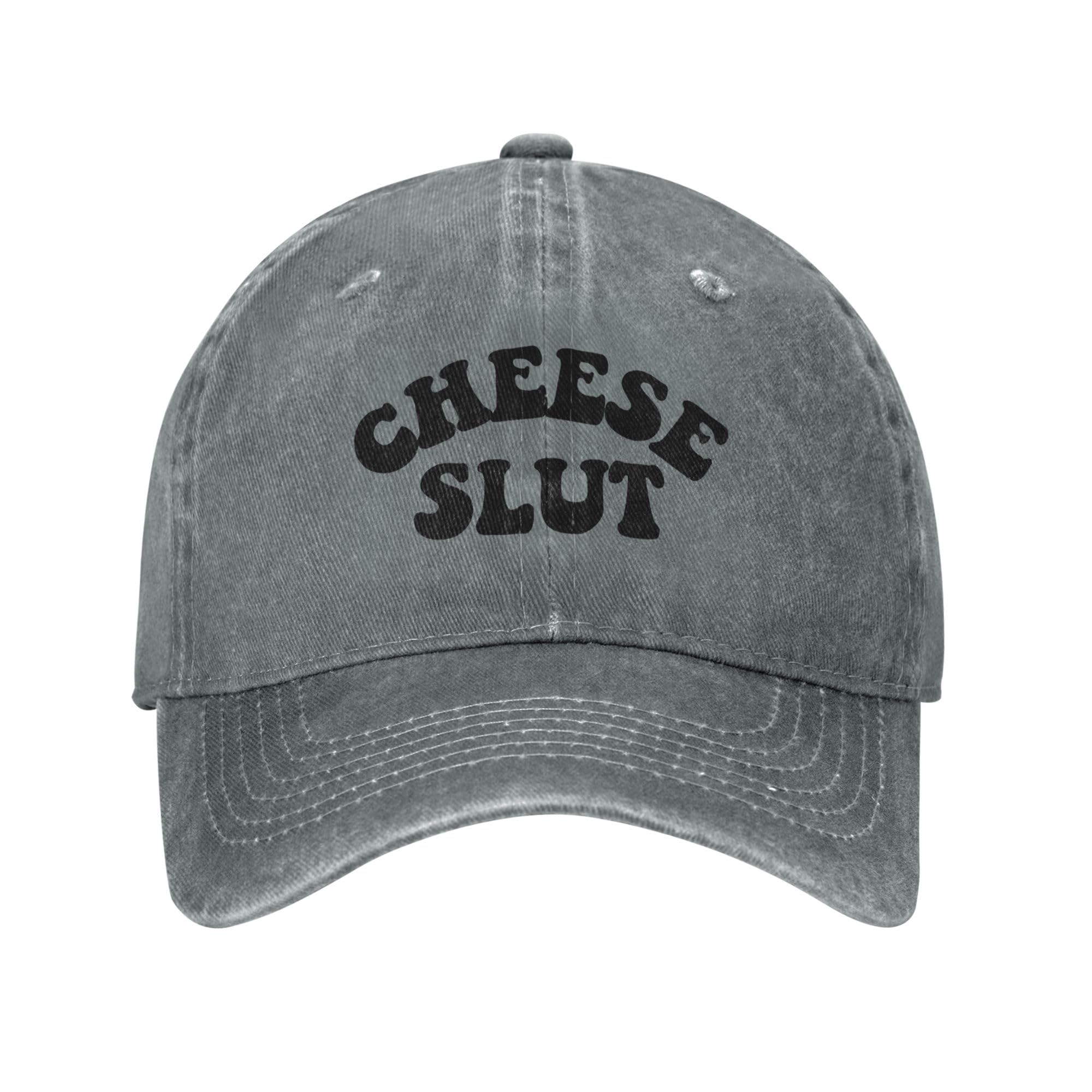 KWQDOZF Cheese Slut Hat Vintage Washed Baseball Caps Gray