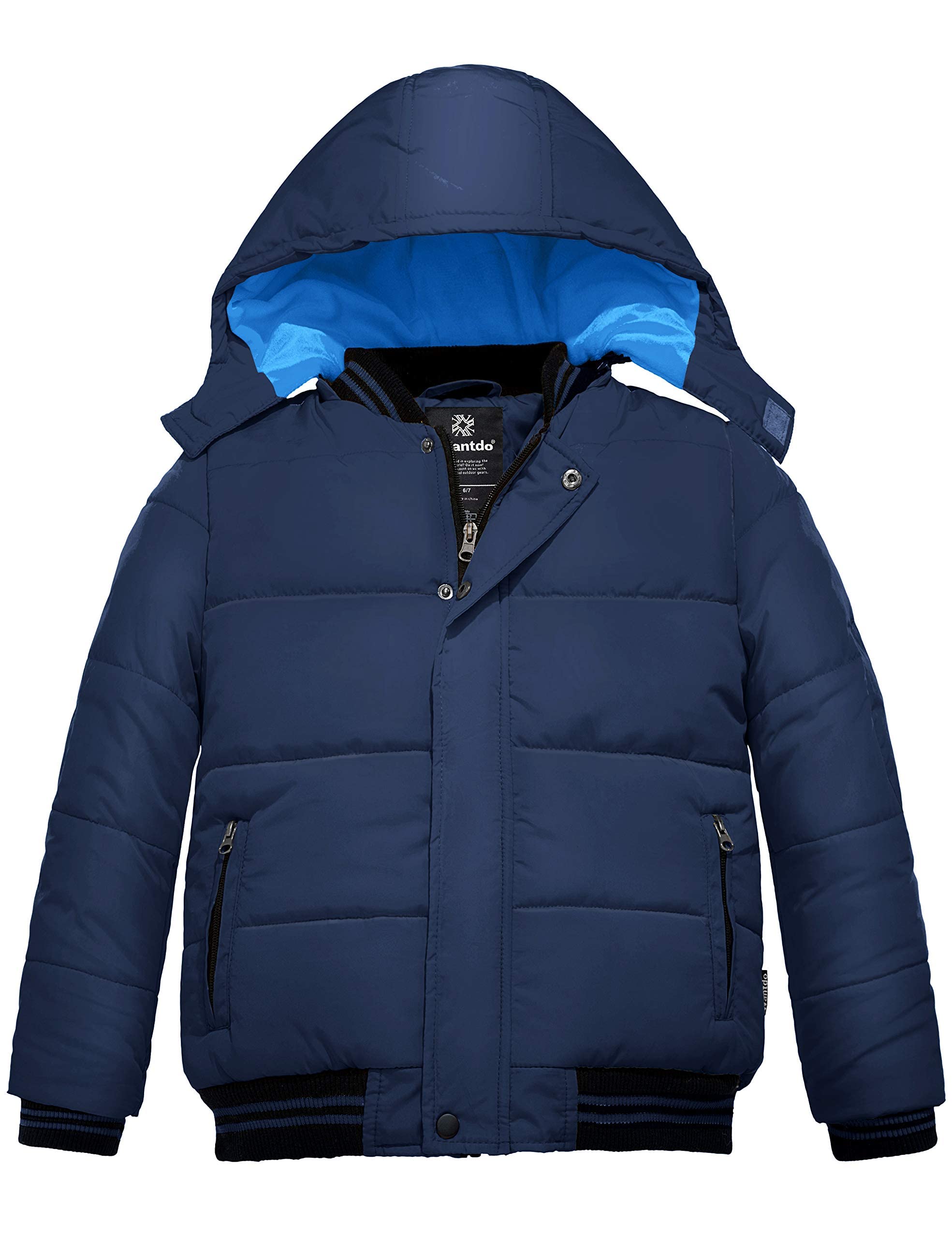 Wantdo Abrigo de Invierno para Niños Chaqueta Cálida Abrigada Acolchada de Algodón Resistente al Agua con Capucha Extraíble