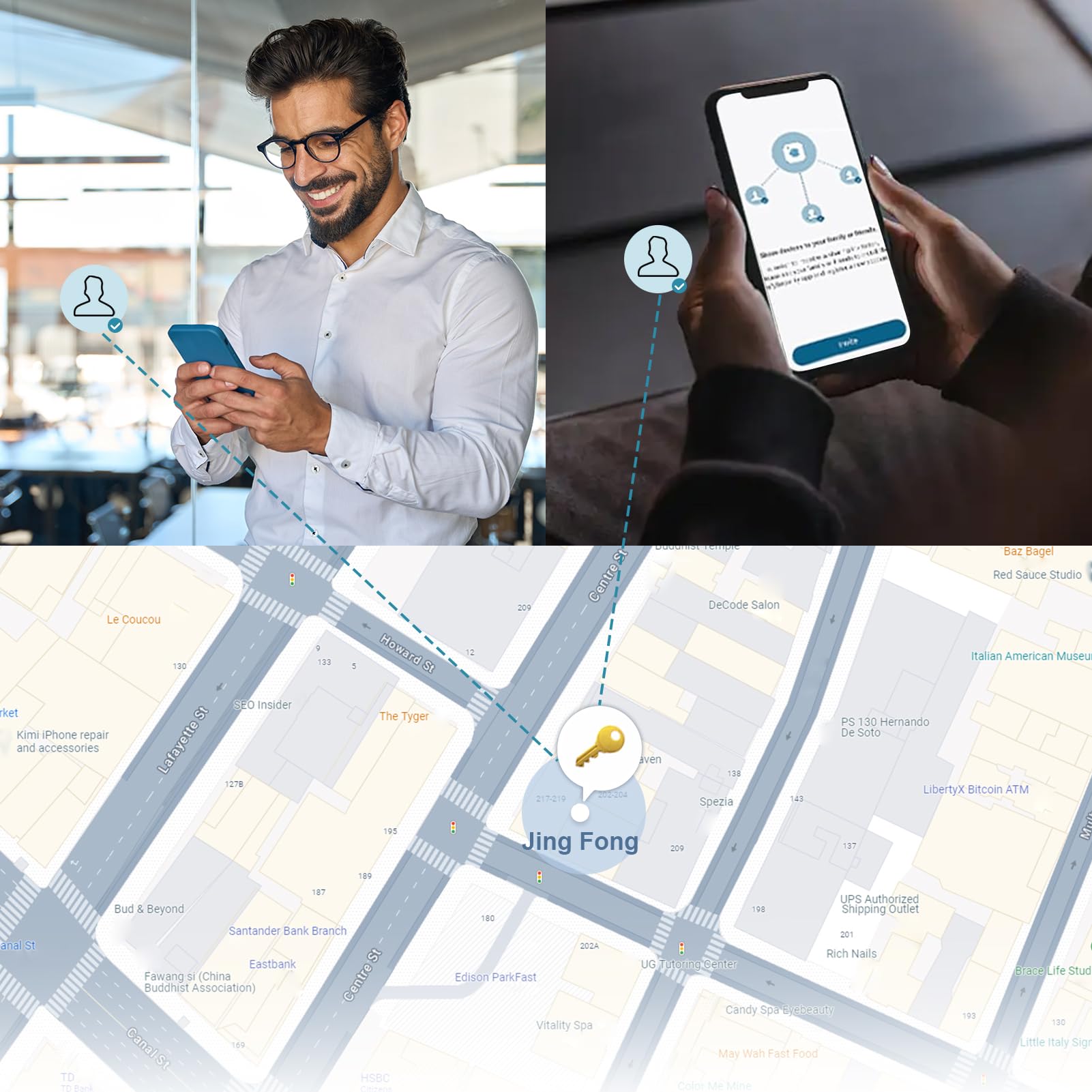 Lot de 4 localisateurs de clés, localisateur d'articles, fonctionne avec Apple Find My (iOS uniquement), étanchéité IP66, protection de la vie privée, mode perdu, localisateur de téléphone, pour sac,