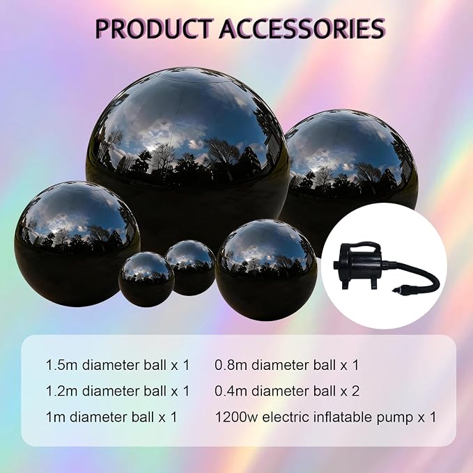 Juego de 6 Bolas Espejadas Inflables Grandes miniatura 8
