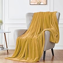 Walensee Fleece Blanket Plush Throw Fuzzy Lightweight (Throw Size 50x60 inch Honey Gold/Golden Yellow/Mustard) Super Soft Microfiber Flannel Blankets for Couch, Bed, Sofa Warm & Cozy for All Seasons