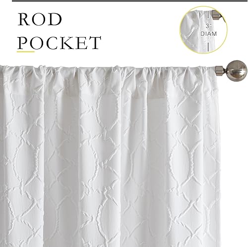 Miniatura 2 de Grace - Cortinas blancas filtrantes de luz para sala de estar, juego de 2 paneles de 84 pulgadas de largo, cortinas y paneles de tela suave