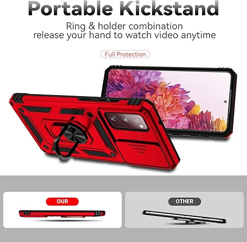 Miniatura 7 de Funda para Samsung Galaxy S20 FE 5G con cubierta para lente de cámara, protector de pantalla HD, soporte de anillo magnético probado contra caídas